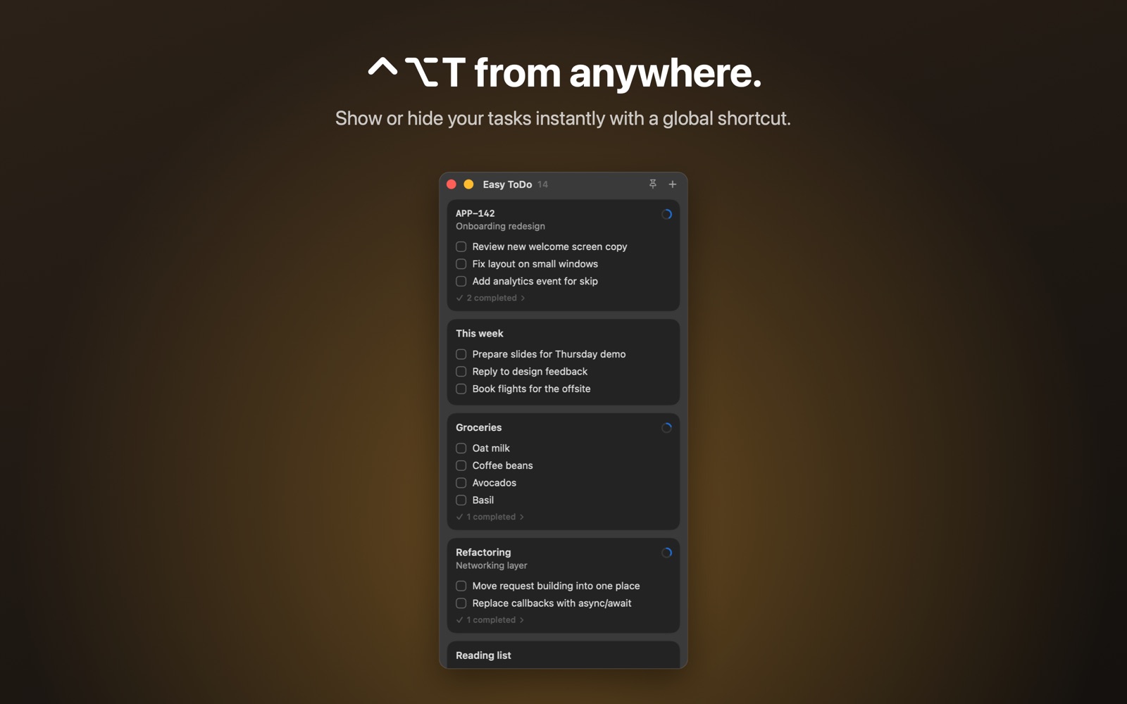 Easy ToDo in dark mode